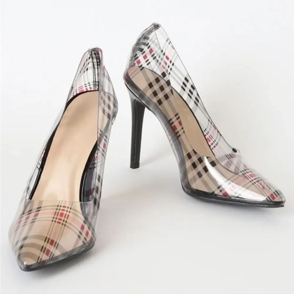 WILD DIVA PLAID POINTED TOE HIGH HEEL STILETTOS PUMP S2 - Picture 8 of 16